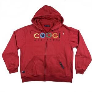 Coogi Men's Hoodie XXL Red Australia Logo Zip-Up Sweatshirt